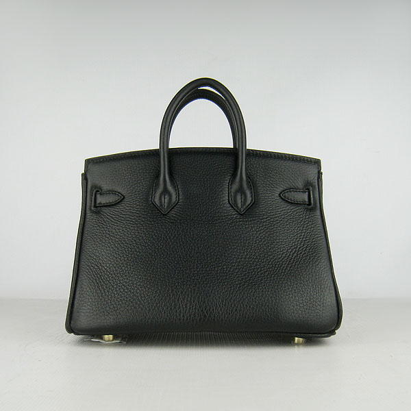 Super A Replica Hermes Togo Leather Birkin 25CM Handbag Black 6068 - Click Image to Close